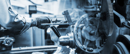 Concept industrial Image of blur motion hand worker is working and control on work process...