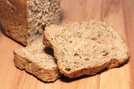 A delicious and healthy whole grain bread on a wooden board