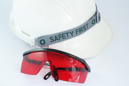 Safety helmet and safety glassesの写真素材