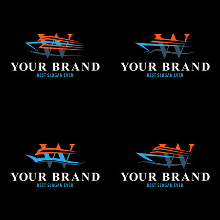 Luxurious cruise and yacht blended with initial letter bundleのイラスト素材