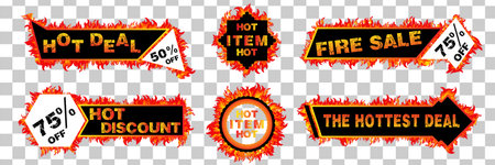 Flame Hot Sale Badges Bundleのイラスト素材