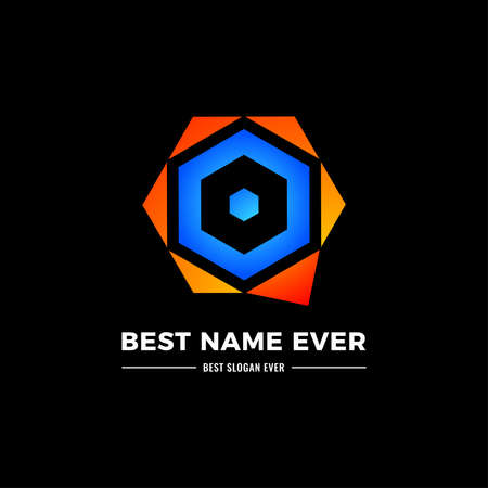 modern 3d cube logo with black backgroundのイラスト素材
