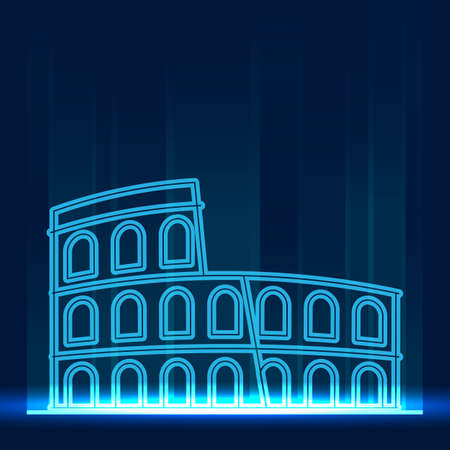 Italian landmark in glowing blue for poster and backgroundのイラスト素材