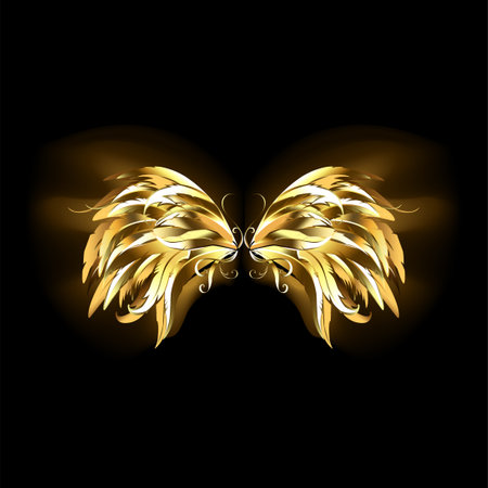 Gold butterfly on a black background. Vector illustration for your design.のイラスト素材