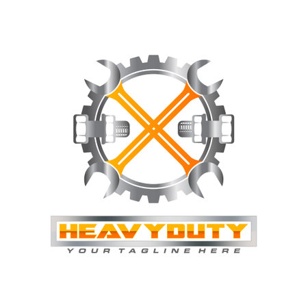 Hexagon and wrench logo design vector template. Mechanic logo design.のイラスト素材