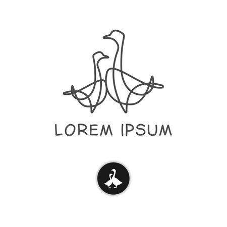 Geese logo design template. Vector illustration of goose logo design.のイラスト素材