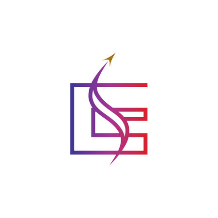 Letter E Arrow Icon Logo Design Element. Initial Letter E Logo Templateのイラスト素材