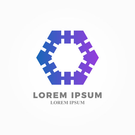 Abstract hexagon logo design template. Technology logotype concept icon.のイラスト素材