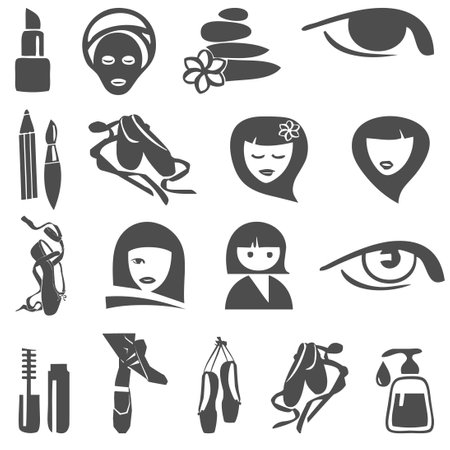 Set of beauty and spa icons on a white background. Vector illustrationのイラスト素材
