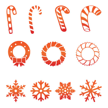 Set of christmas icons on white background. Vector illustration for your designのイラスト素材