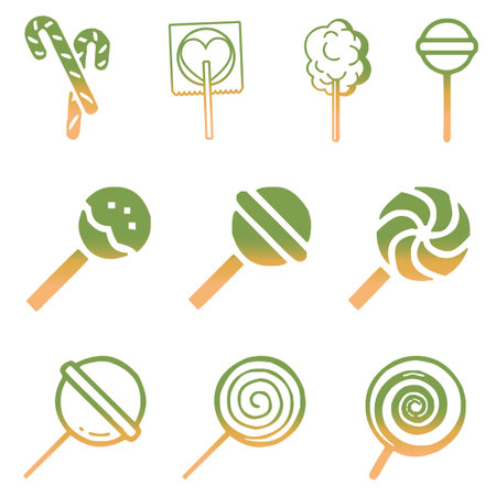 Set of colorful lollipops icons on white background. Vector illustration.のイラスト素材