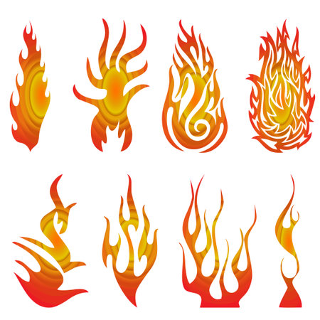 Fire icons isolated on white background. Vector illustration for your design.のイラスト素材