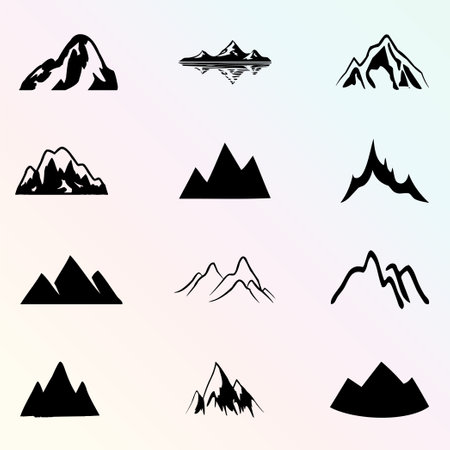 Mountain icon set vector illustration. Flat design style eps 10のイラスト素材