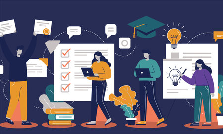 Flat design modern vector illustration concept of online education and learning.のイラスト素材