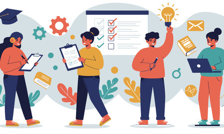Business team working on project together. Teamwork concept. Vector illustration in flat styleのイラスト素材