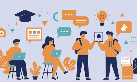 Flat design modern vector illustration concept of online education and learning.のイラスト素材