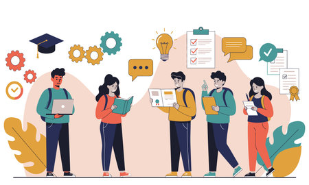 Flat design modern vector illustration concept of education, learning, knowledge, knowledge.のイラスト素材