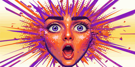 Surprised face in pop art style. Vector illustration for your design