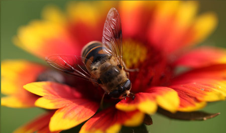 Close up to flower and bee