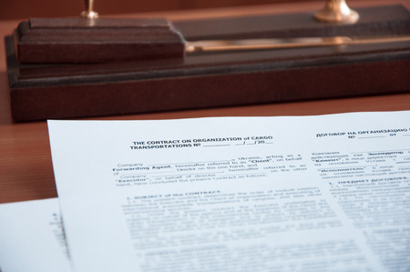 Contract on the table in the officeの写真素材