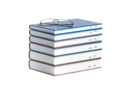 stack of Old books isolated on whiteの写真素材