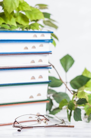 stack of Old books isolated on whiteの写真素材