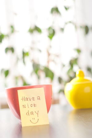 have a nice day with smile and coffeeの写真素材