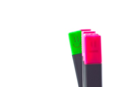 marker with a smile differs from others in the same row. isolatedの写真素材