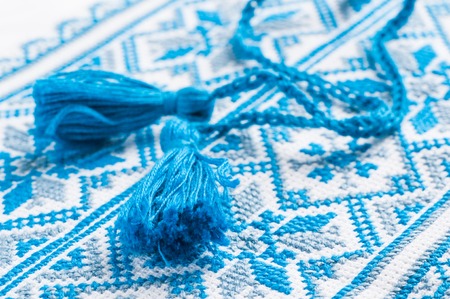 Ukrainian embroidery a fragment of male shirts.の写真素材