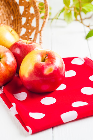 Fresh harvest of apples. Nature fruit concept.の写真素材