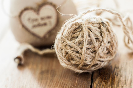 cat soft fabric handmade heart to insert text.の写真素材