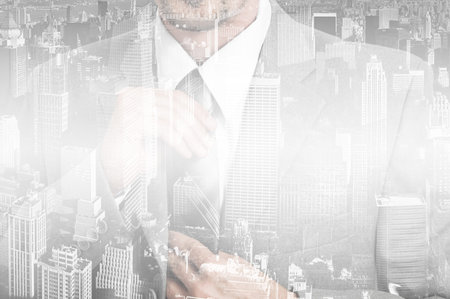 Double exposure concept with businessman.の写真素材
