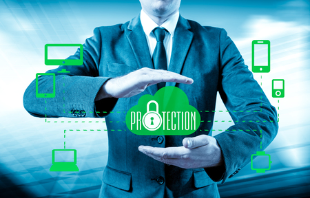 Protect cloud information data concept. Security and safety of cloud data.の写真素材