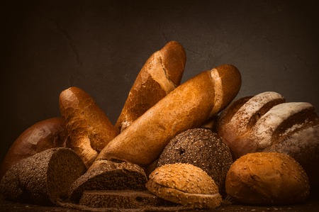 Fresh fragrant bread on the table. Food concept.の写真素材