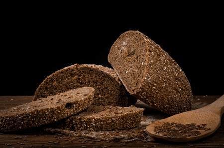 Fresh fragrant bread on the table. Food concept.の写真素材