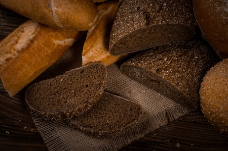 Fresh fragrant bread on the table. Food concept.の写真素材