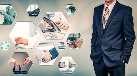 business theme photo collage composed of few imagesの写真素材