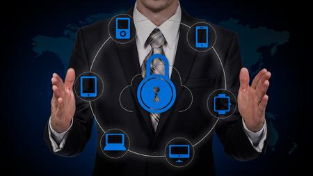 Protect cloud information data concept. Security and safety of cloud dataの写真素材