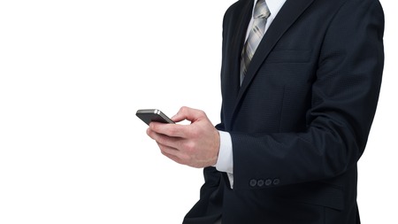 business man using mobile smartphone, close up of a copy space.の写真素材
