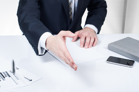 Business man signing contract making a deal, classic businessの写真素材