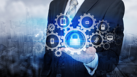 Protect cloud information data concept. Security and safety of cloud data.の写真素材
