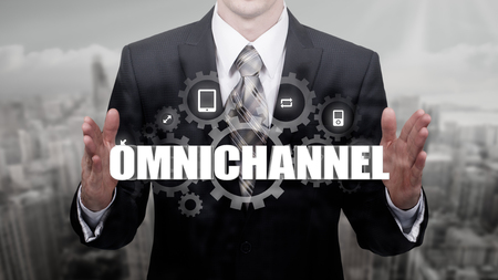 The concept of Omnichannel between devices to improve the performance of the company. Innovative solutions in business.の写真素材