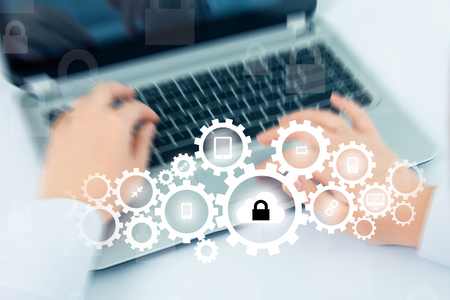 Protect cloud information data concept. Security and safety of cloud data.の写真素材