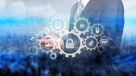 Protect cloud information data concept. Security and safety of cloud dataの写真素材