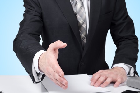 Business man signing contract making a deal, classic businessの写真素材