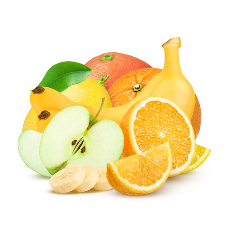 Assortment of exotic fruits isolated on whiteの写真素材