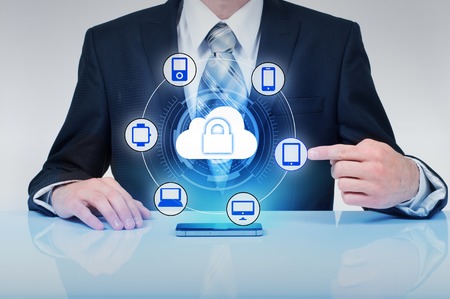 Protect cloud information data concept. Security and safety of cloud data.の写真素材