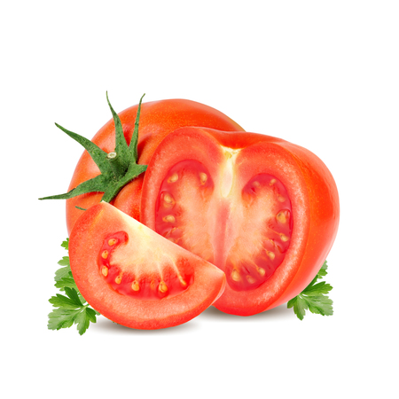 red tomato isolated on white backgroundの写真素材