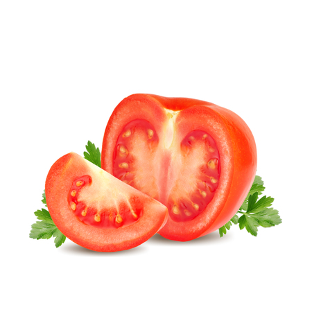 red tomato isolated on white backgroundの写真素材