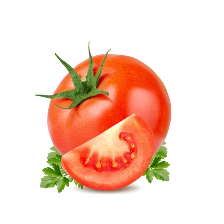 red tomato isolated on white backgroundの写真素材